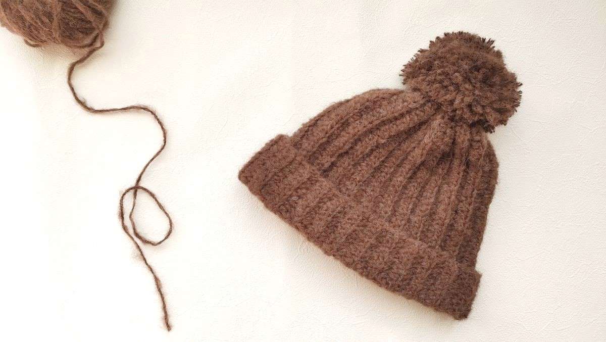 かぎ針編み　うね編み　ニット帽