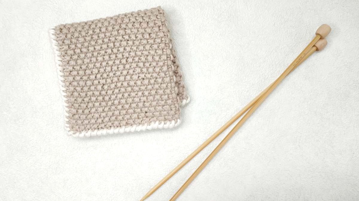 棒針編み　鹿の子編み　ハンカチ
